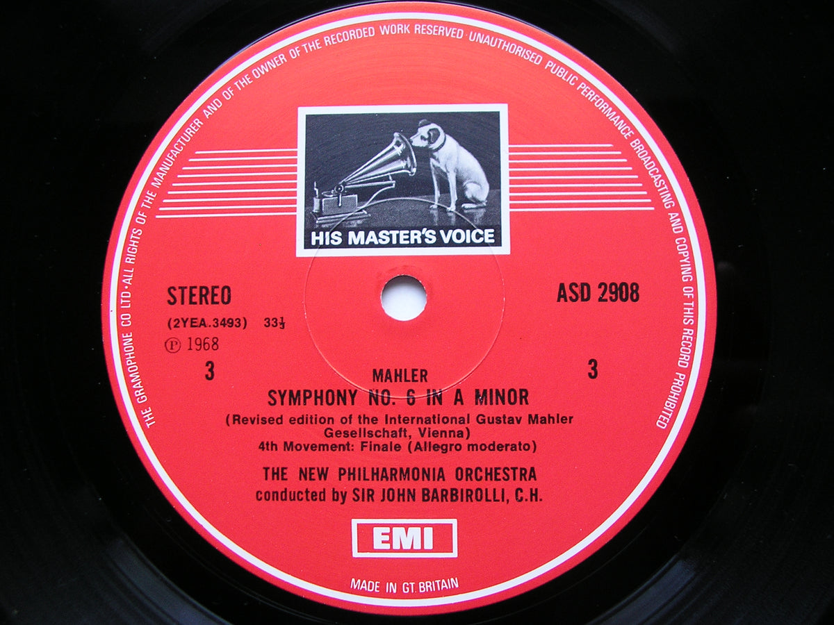 MAHLER: SYMPHONIES Nos. 6 & 9     BARBIROLLI / BPO / NPO    3LP     SLS 851