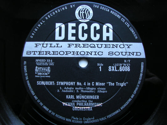 SXL 6086  SCHUBERT: SYMPHONIES Nos. 4 & 5     MUNCHINGER / VIENNA PHILHARMONIC     ED1