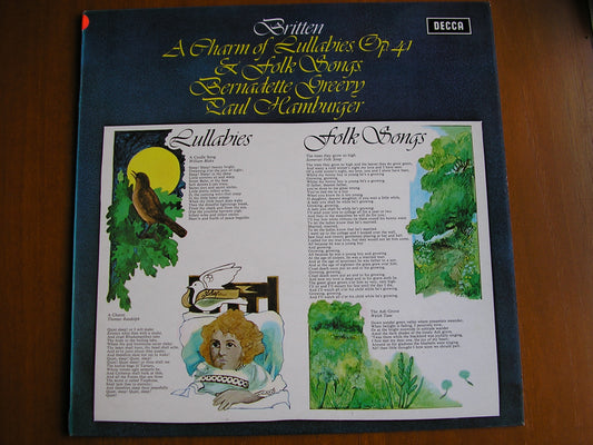 BRITTEN: A CHARM OF LULLABIES / FOLK SONGS      BERNADETTE GREEVY / PAUL HAMBURGER    test pressing     SXL 6413