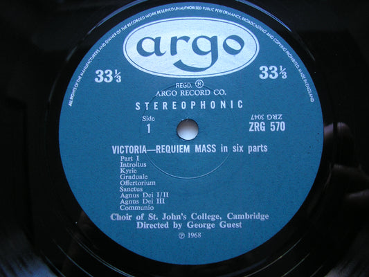 VICTORIA: REQUIEM / FOUR MOTETS     CHOIR OF ST JOHN'S COLLEGE, CAMBRIDGE / GUEST     ZRG 570