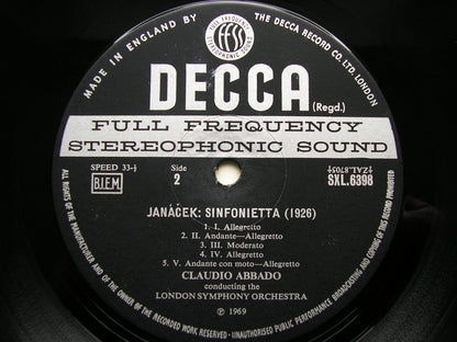 JANACEK: SINFONIETTA / HINDEMITH: SYMPHONIC METAMORPHOSES     ABBADO / LONDON SYMPHONY     SXL 6398