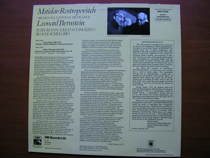 SCHUMANN: CELLO CONCERTO / BLOCH: SCHELOMO     ROSTROPOVICH / FRENCH NATIONAL ORCHESTRA / BERNSTEIN    ASD 3334