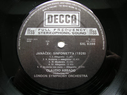 JANACEK: SINFONIETTA / HINDEMITH: SYMPHONIC METAMORPHOSES     ABBADO / LONDON SYMPHONY     SXL 6398