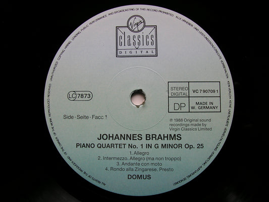 BRAHMS: PIANO QUARTET No. 1   Op. 25 / PIANO QUARTET No. 3 Op. 60      DOMUS    VC 7 90709