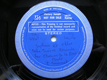 RAVEL: DAPHNIS & CHLOE complete ballet     ANSERMET / SUISSE ROMANDE   test pressing    SXL 6204