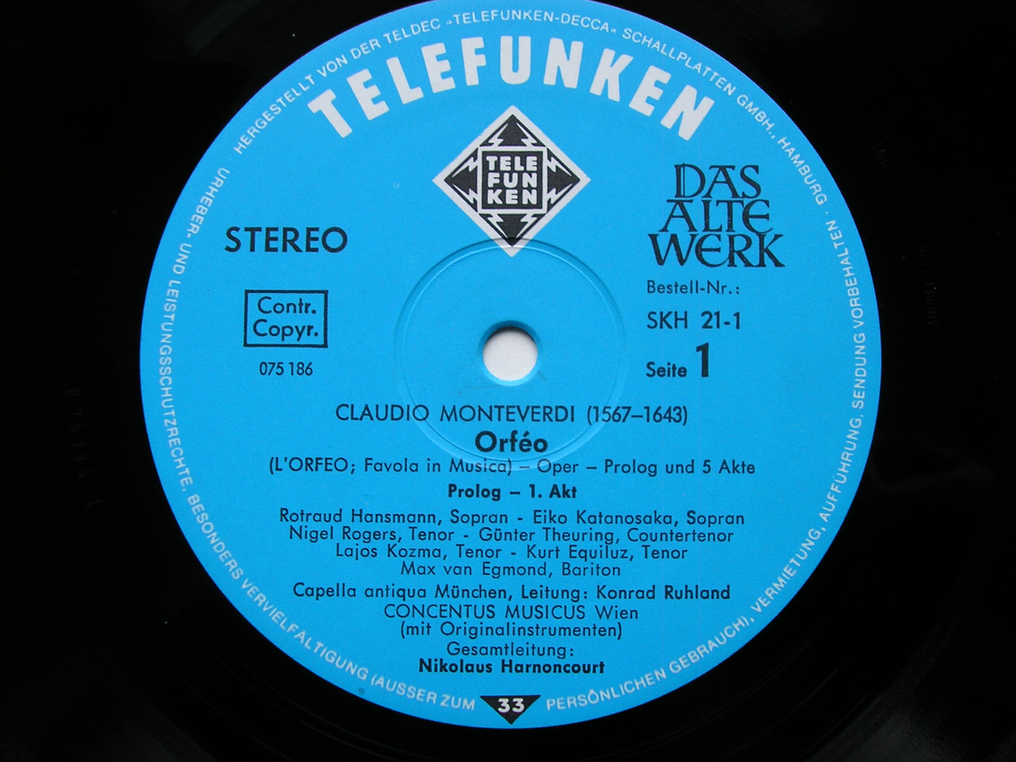 MONTEVERDI: ORFEO      SOLOISTS / CONCENTUS MUSICUS WIEN / HARNONCOURT    3LP     SKH 21/1-3