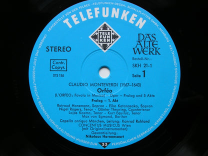 MONTEVERDI: ORFEO      SOLOISTS / CONCENTUS MUSICUS WIEN / HARNONCOURT    3LP     SKH 21/1-3
