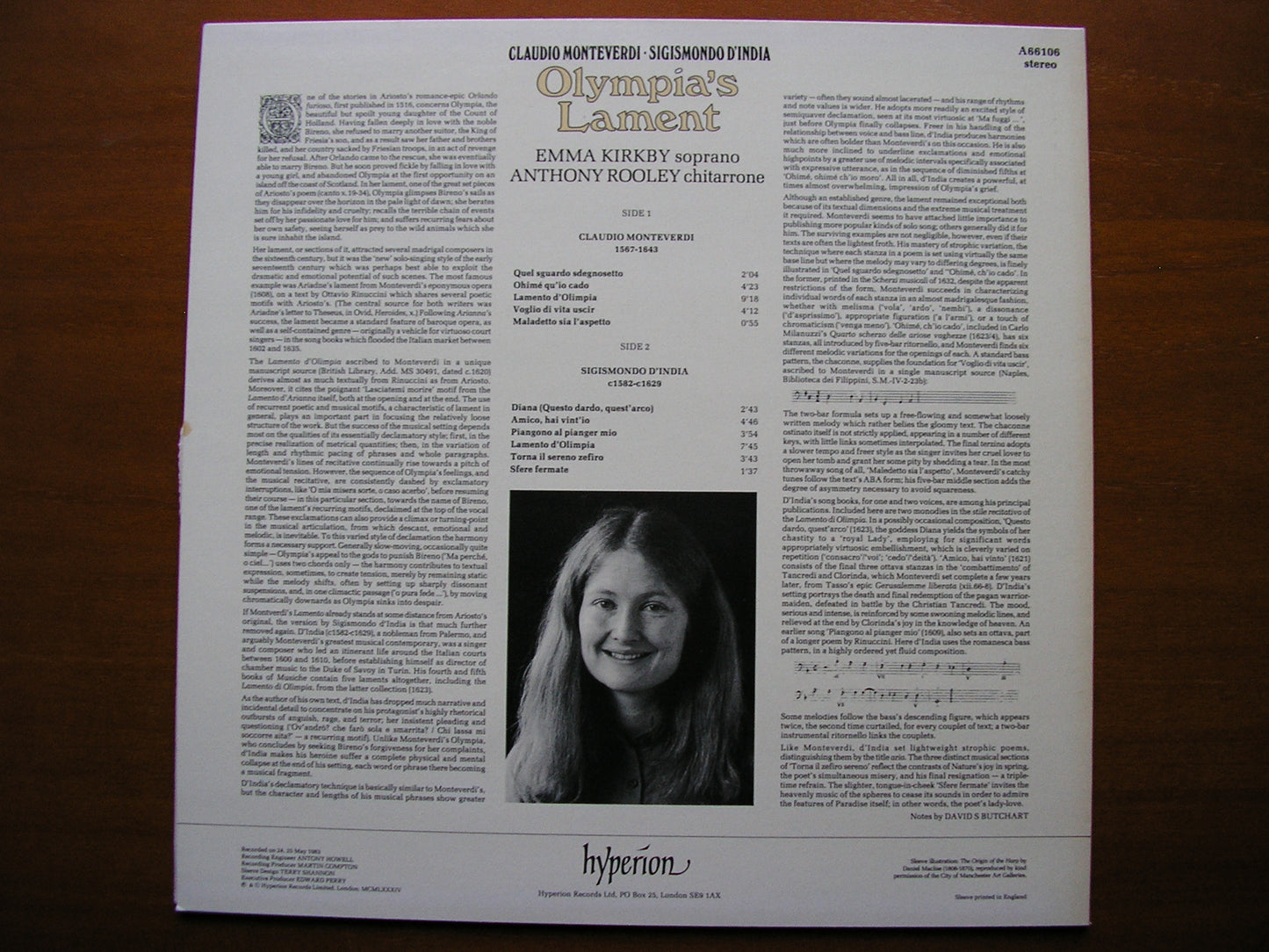 MONTEVERDI & D'INDIA: SONGS     EMMA KIRKBY / ANTHONY ROOLEY     A66106