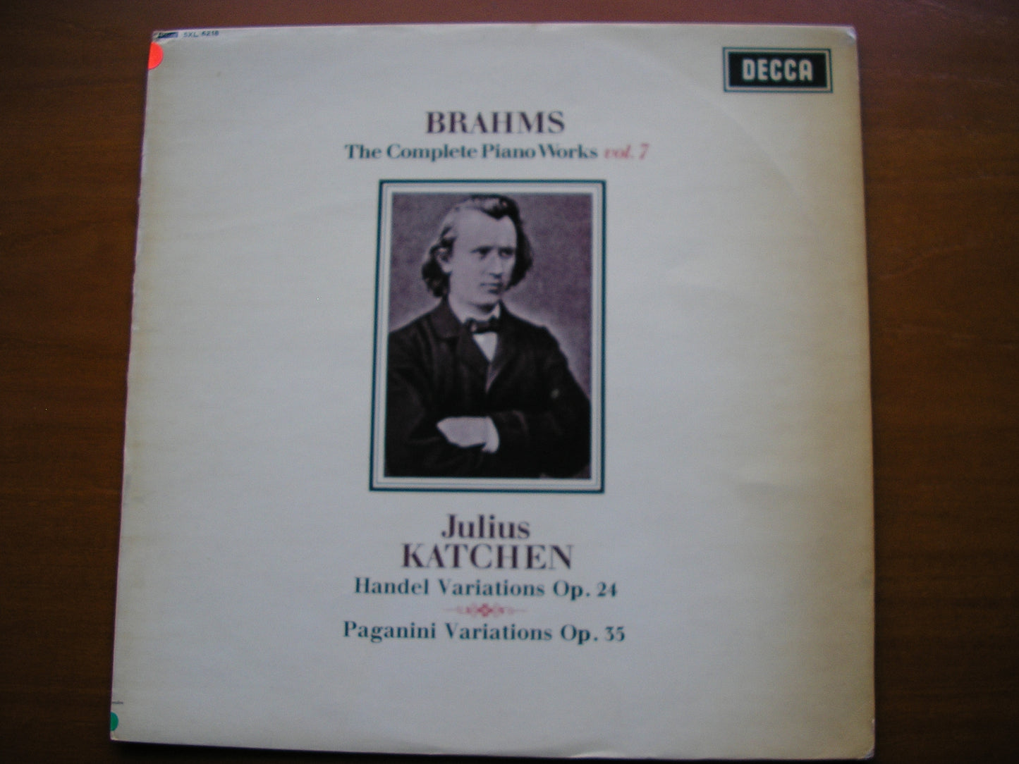 BRAHMS: COMPLETE SOLO PIANO MUSIC Volume 7: HANDEL VARIATIONS / PAGANINI VARIATIONS     JULIUS KATCHEN      test pressing    SXL 6218