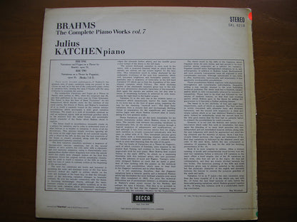 BRAHMS: COMPLETE SOLO PIANO MUSIC Volume 7: HANDEL VARIATIONS / PAGANINI VARIATIONS     JULIUS KATCHEN      test pressing    SXL 6218