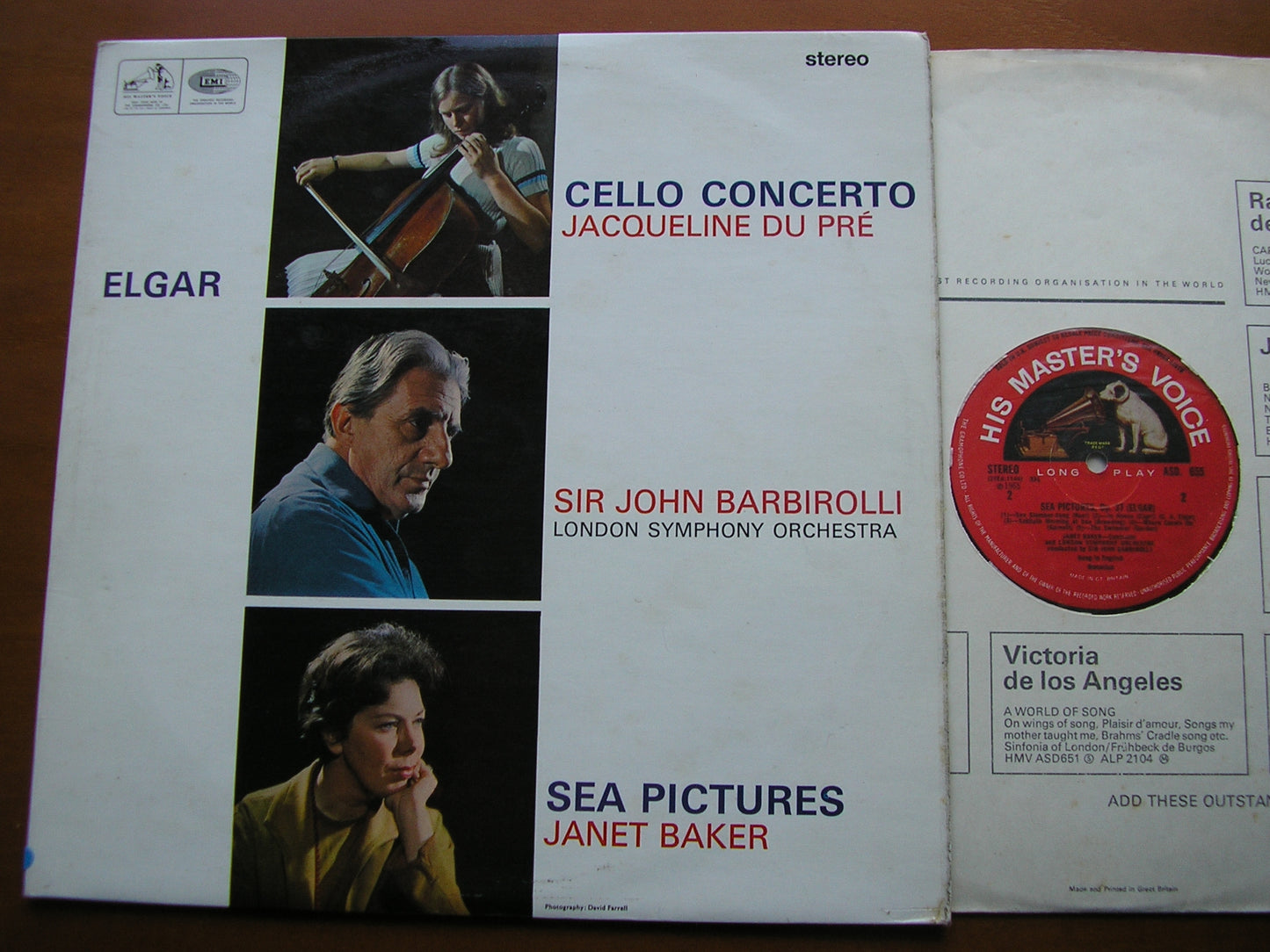 ELGAR: CELLO CONCERTO / SEA PICTURES    DU PRE / BAKER / LONDON SYMPHONY / BARBIROLLI      ASD 655
