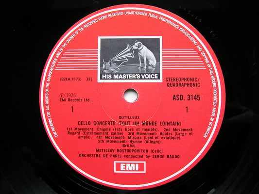 DUTILLEUX & LUTOSLAWSKI: CELLO CONCERTOS     ROSTROPOVICH / ORCHESTRE DE PARIS / BAUDO     ASD 3145
