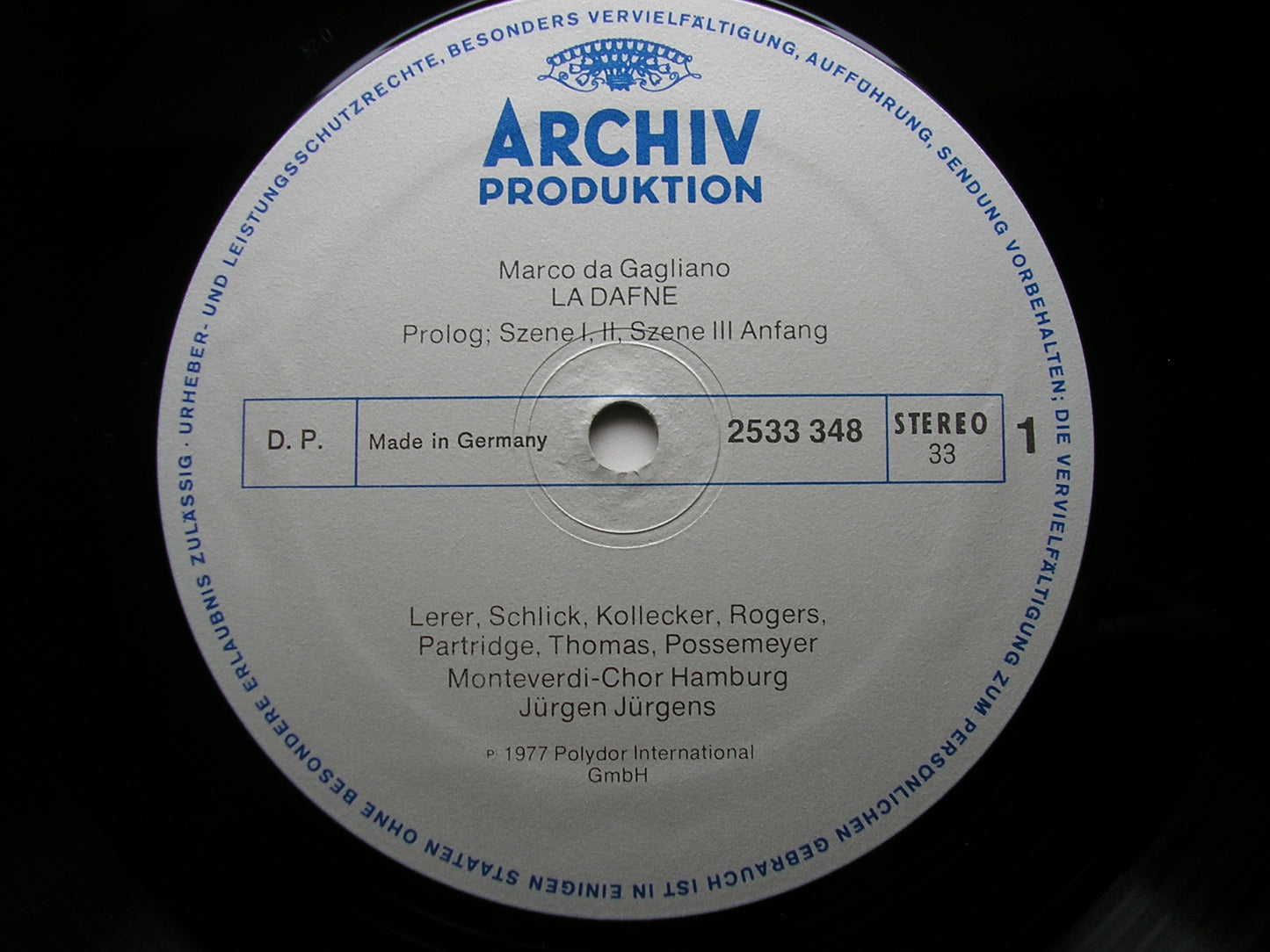 DA GAGLIANO: LA DAFNE     SOLOISTS / CAMERATA ACADEMICA HAMBURG / JURGENS    2533 348