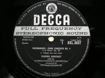 SXL 6057  RACHMANINOV: PIANO CONCERTO No. 3      ASHKENAZY / LONDON SYMPHONY / FISTOULARI     ED1