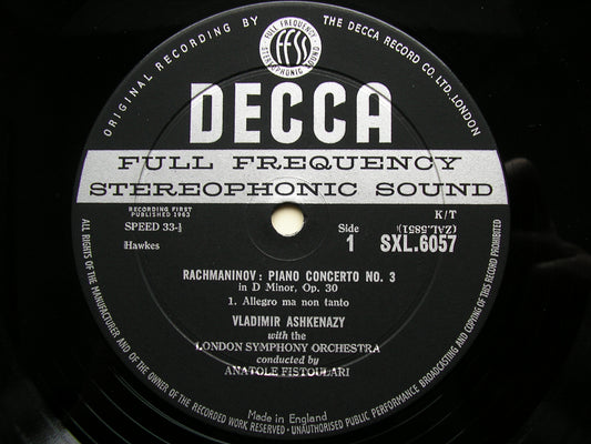 SXL 6057  RACHMANINOV: PIANO CONCERTO No. 3      ASHKENAZY / LONDON SYMPHONY / FISTOULARI     ED1