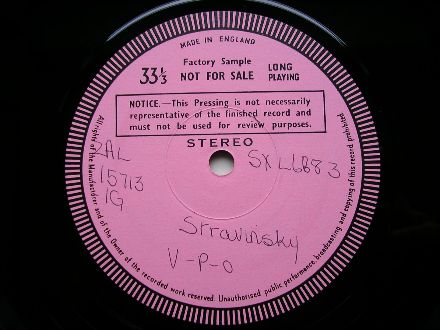 STRAVINSKY: PETROUCHKA  (1947 version)     VON DOHNANYI / VIENNA PHILHARMONIC   test pressing    SXL 6883