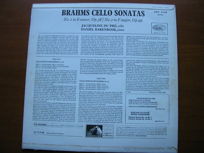 BRAHMS: CELLO SONATAS Nos. 1 & 2      JACQUELINE DU PRE / DANIEL BARENBOIM     ASD 2436