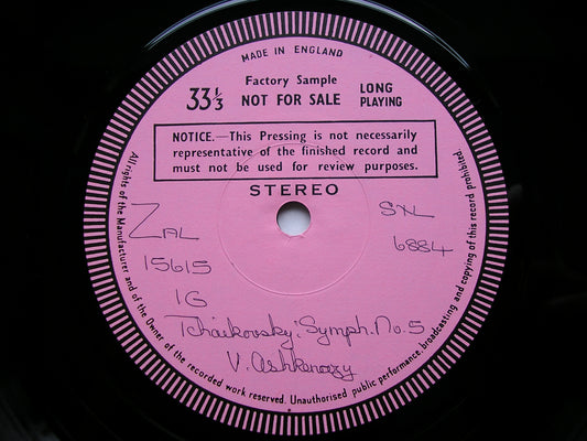 TCHAIKOVSKY: SYMPHONY No. 5      ASHKENAZY / PHILHARMONIA ORCHESTRA    test pressing     SXL 6884