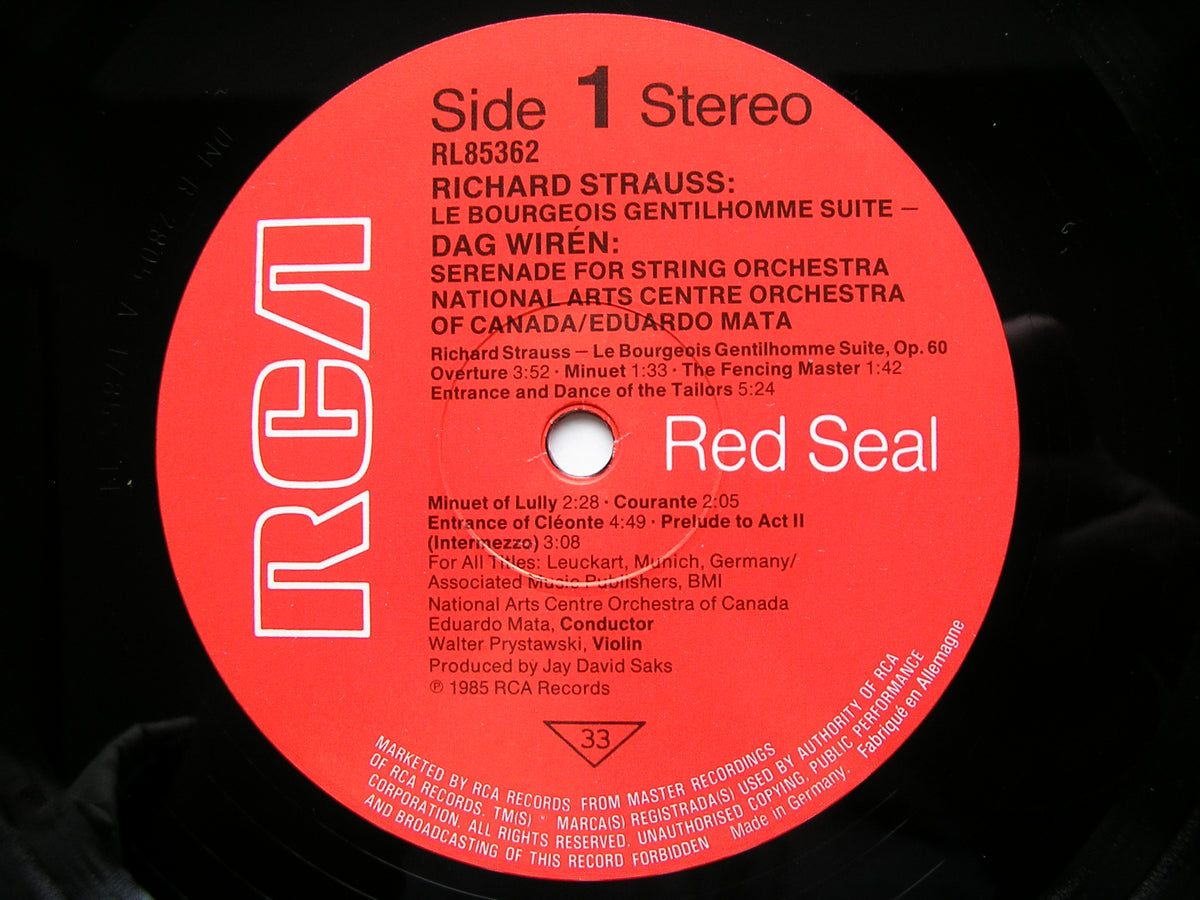 STRAUSS: LE BOURGEOIS GENTILHOMME / WIREN: SERENADE    CANADA NAC ORCHESTRA / MATA     RL 85362