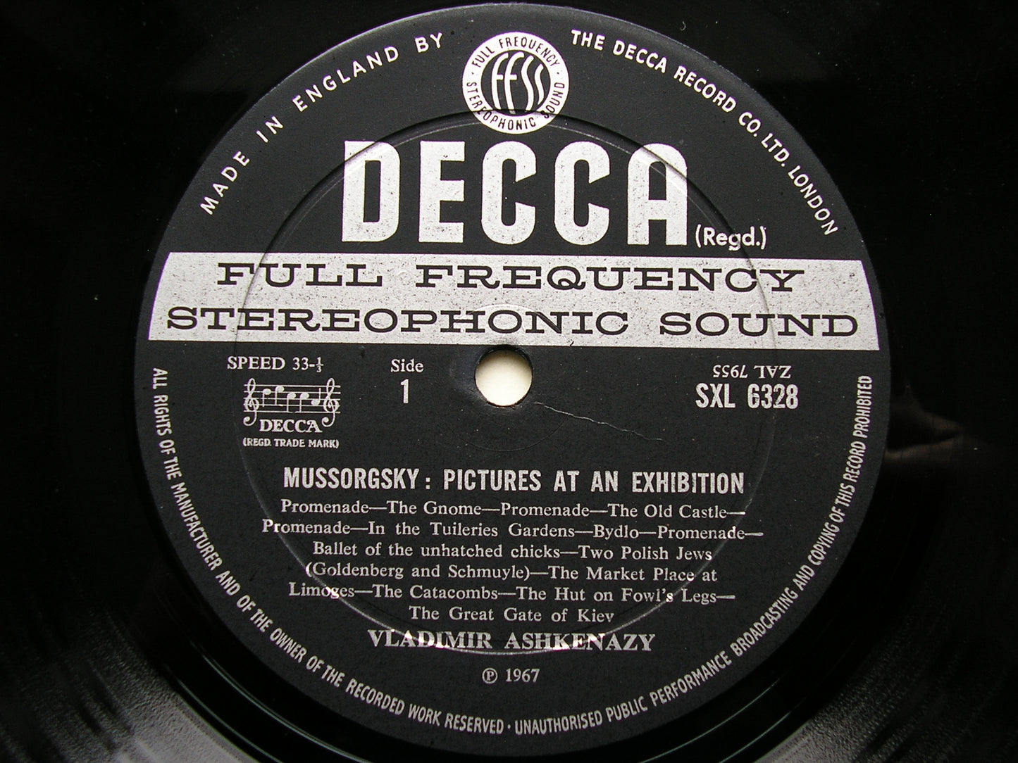 SXL 6328  MUSSORGSKY: PICTURES AT AN EXHIBITION   (Piano & Orchestral versions)    ASHKENAZY / LOS ANGELES PHILHARMONIC  / MEHTA    ED2