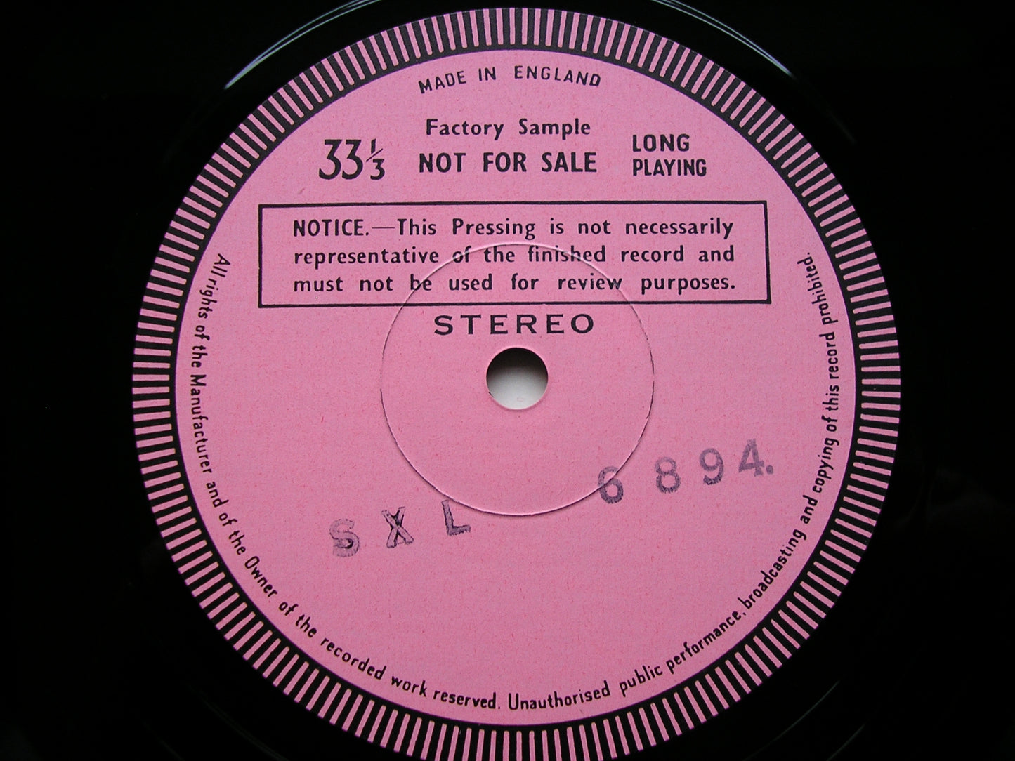 TCHAIKOVSKY: SYMPHONY No. 6 'Pathetique'     KORD / ROYAL PHILHARMONIC  test pressing    SXL 6894