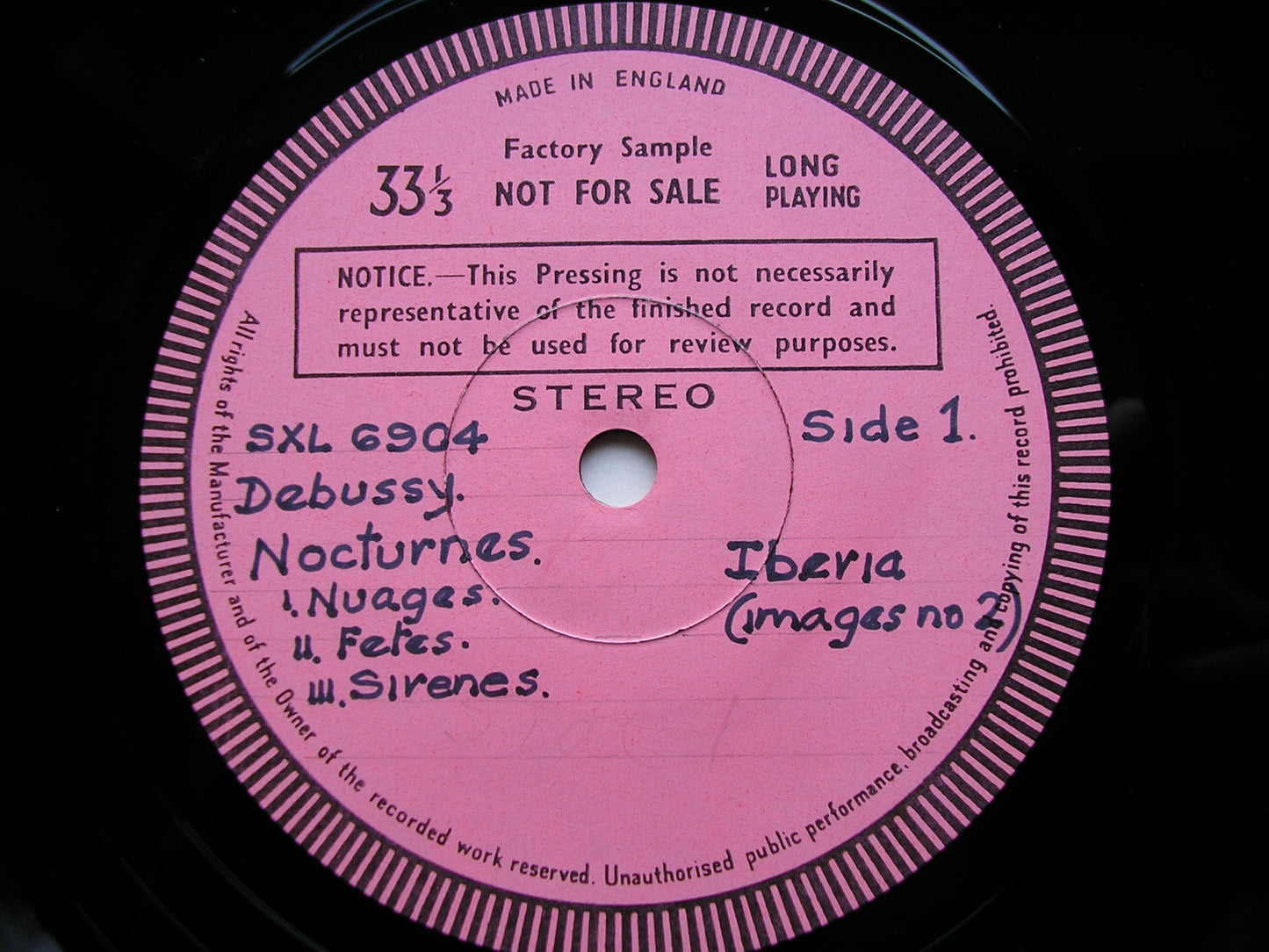 DEBUSSY: NOCTURNES / IBERIA / JEUX      MAAZEL / CLEVELAND ORCHESTRA   test pressing     SXL 6904