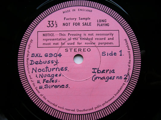 DEBUSSY: NOCTURNES / IBERIA / JEUX      MAAZEL / CLEVELAND ORCHESTRA   test pressing     SXL 6904