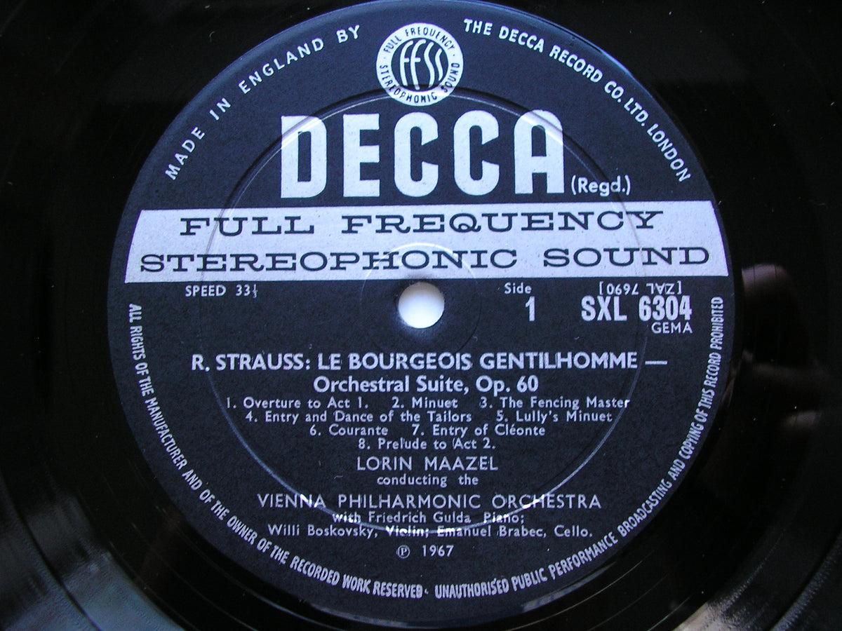 STRAUSS: LE BOURGEOIS GENTILHOMME / ROSENKAVALIER WALTZ SEQUENCE      MAAZEL / VIENNA PHILHARMONIC     SXL 6304