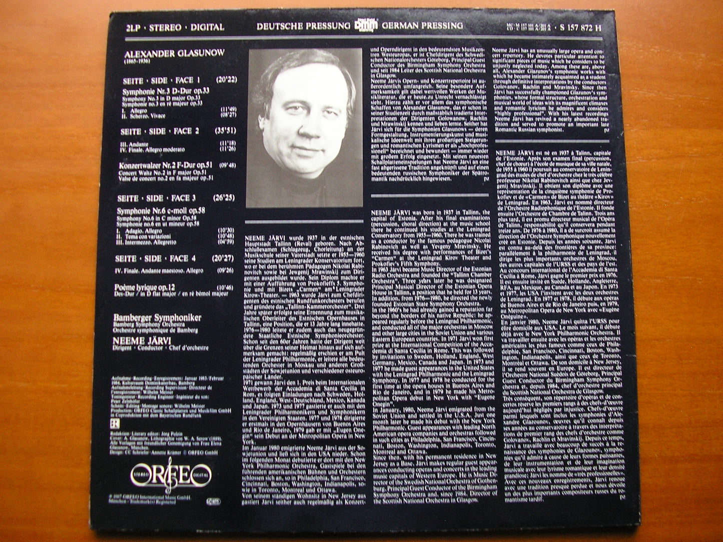 GLAZUNOV: SYMPHONIES Nos. 3 / 6 / POEME LYRIQUE / CONCERT WALTZ No. 2     NEEME JARVI / BAMBERG SYMPHONY      S 157 872
