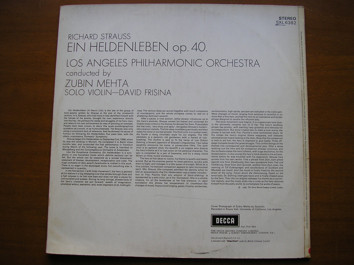 STRAUSS: EIN HELDENLEBEN      MEHTA / LOS ANGELES PHILHARMONIC      SXL 6382