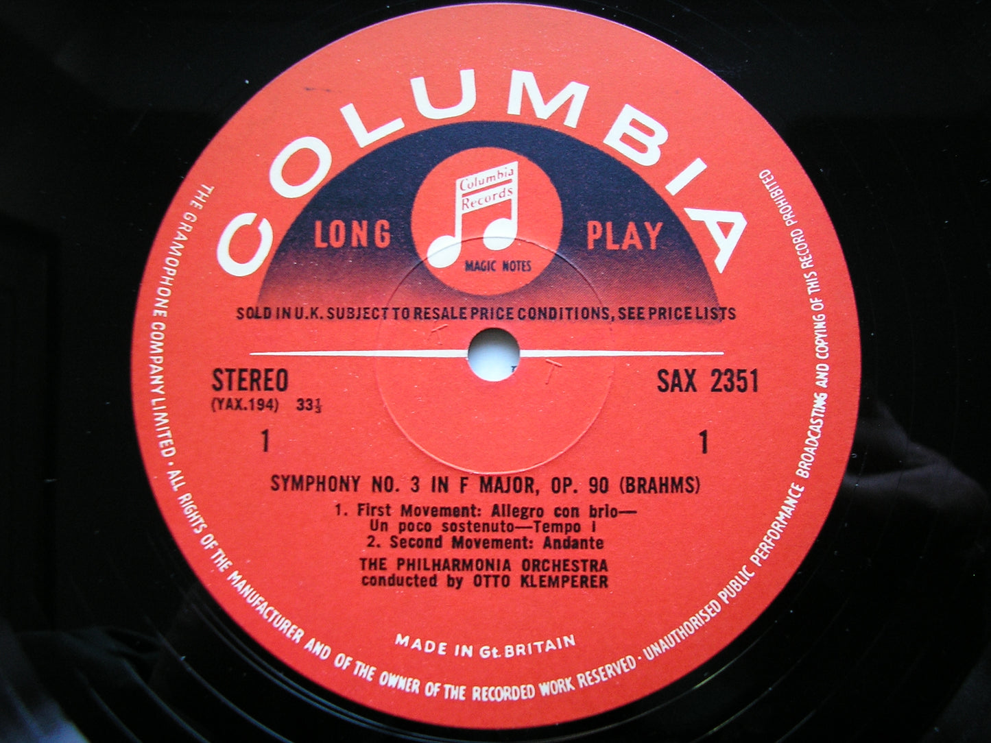 BRAHMS: THE FOUR SYMPHONIES / TWO OVERTURES     4LP   SAX 2262 /2350 / 2351 / 2362