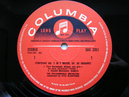 BRAHMS: THE FOUR SYMPHONIES / TWO OVERTURES     4LP   SAX 2262 /2350 / 2351 / 2362