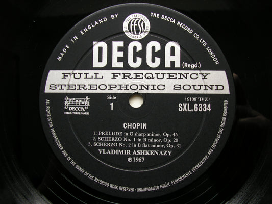 SXL 6334  CHOPIN: FOUR SCHERZI / PRELUDE / BARCAROLLE      ASHKENAZY     ED2