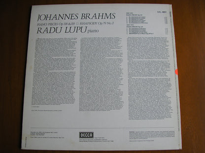 BRAHMS: PIANO PIECES Op. 118 & 119 / RHAPSODY Op. 79 No. 2       RADU LUPU   test pressing     SXL 6831