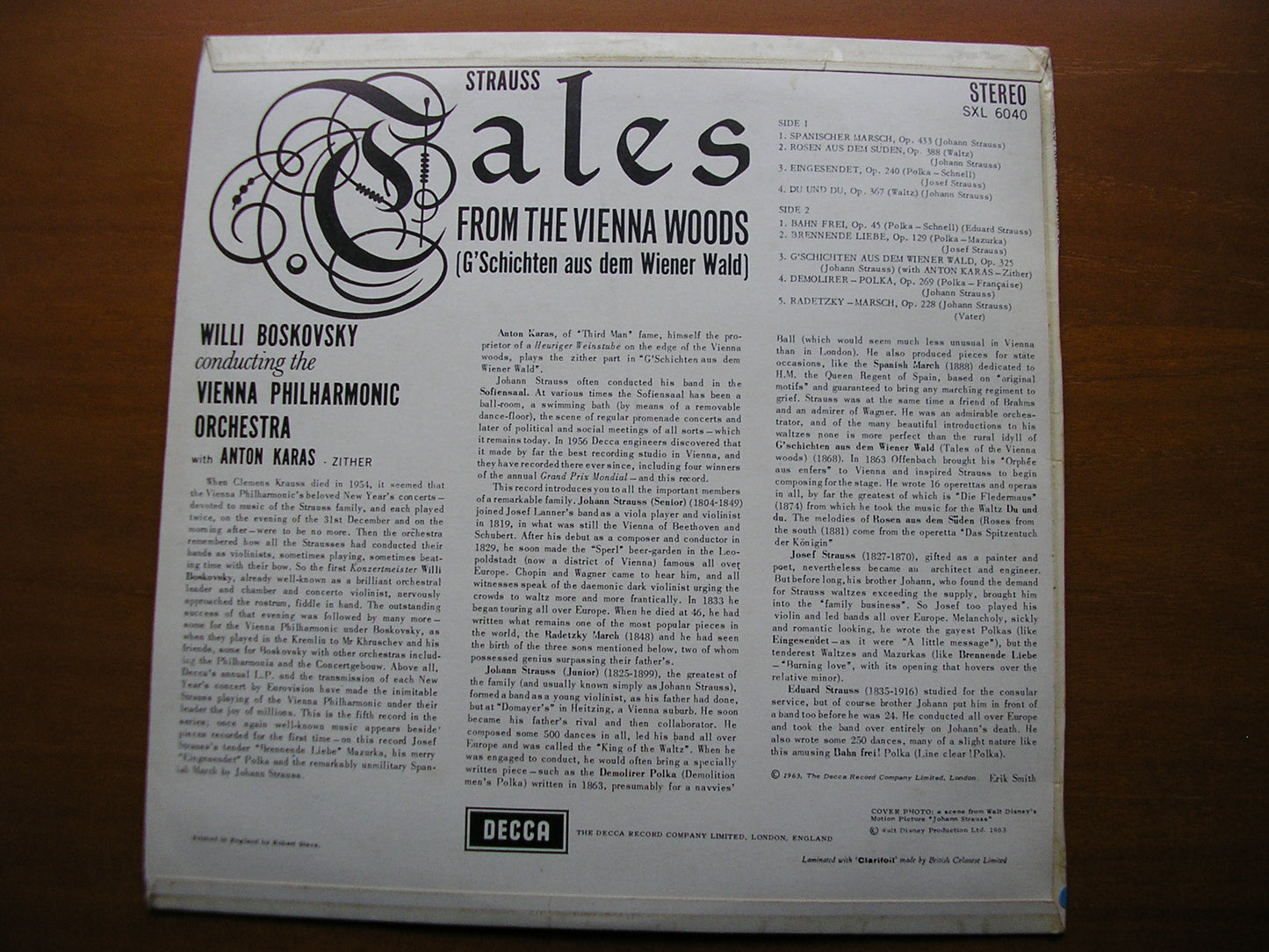 SXL 6040  STRAUSS: TALES FROM THE VIENNA WOODS / MARCHES / POLKAS / WALTZES     BOSKOVSKY / VIENNA PHILHARMONIC      ED1