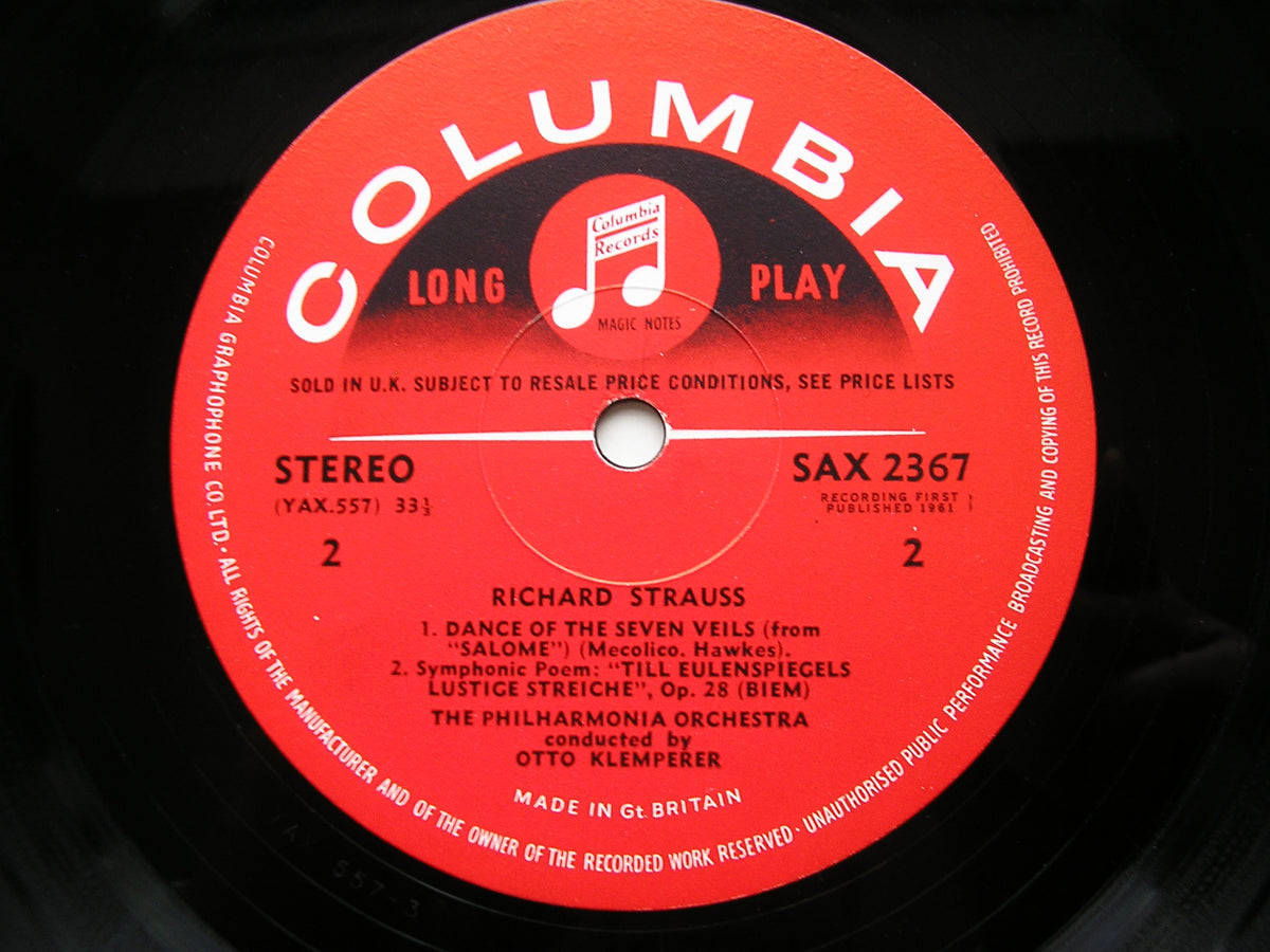 STRAUSS: TILL EULENSPIEGEL / DON JUAN . DANCE OF THE SEVEN VEILS     KLEMPERER / PHILHARMONIA     SAX 2367