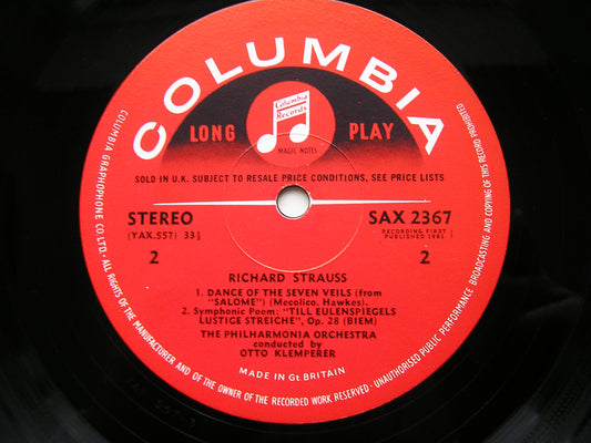 STRAUSS: TILL EULENSPIEGEL / DON JUAN . DANCE OF THE SEVEN VEILS     KLEMPERER / PHILHARMONIA     SAX 2367