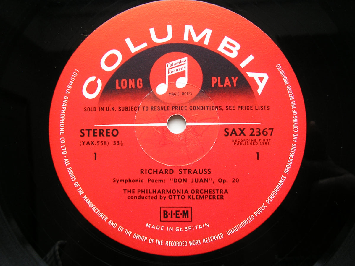 STRAUSS: TILL EULENSPIEGEL / DON JUAN . DANCE OF THE SEVEN VEILS     KLEMPERER / PHILHARMONIA     SAX 2367
