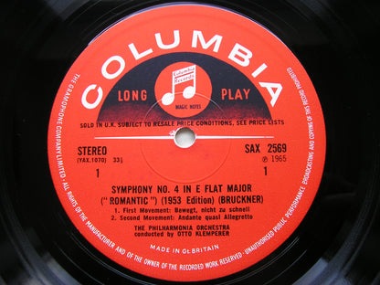 BRUCKNER: SYMPHONY No. 4 'Romantic'      KLEMPERER / PHILHARMONIA      SAX 2569