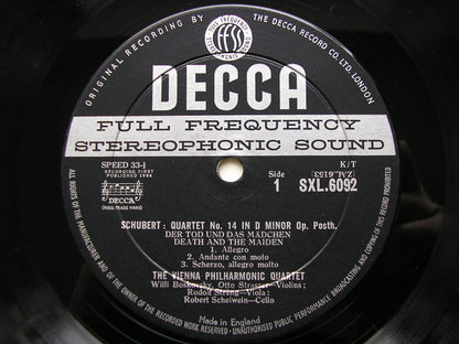 SXL 6092 SCHUBERT: STRING QUARTET in D 'Death & the Maiden' / QUARTET in E       VIENNA PHILHARMONIC QUARTET     ED1