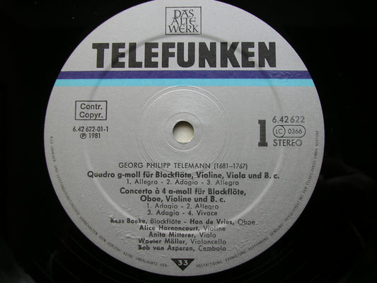 TELEMANN: FOUR QUARTETS FOR RECORDER     BOEKE / de VRIES / HARNONCOURT / van ASPEREN / MOLLER / MITTERER     6.42622