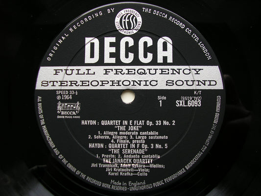 SXL 6093  HAYDN: THREE STRING QUARTETS       JANACEK QUARTET      ED1