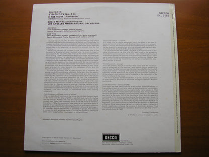 BRUCKNER: SYMPHONY No. 4 'Romantic'       MEHTA / LOS ANGELES PHILHARMONIC     SXL 6489