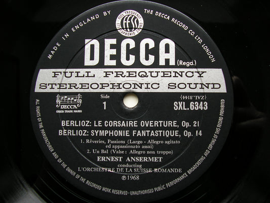 SXL 6343  BERLIOZ: SYMPHONIE FANTASTIQUE / LE CORSAIRE     ANSERMET / SUISSE ROMANDE    ED2