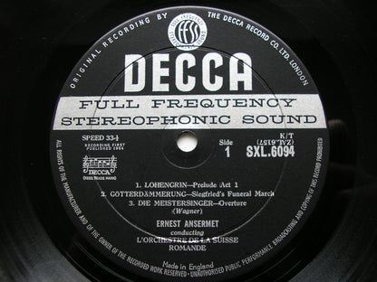 SXL 6094  ANSERMET CONDUCTS WAGNER: LOHENGRIN / PARSIFAL / DIE MEISTERSINGER / TWILIGHT OF THE GODS      ED1