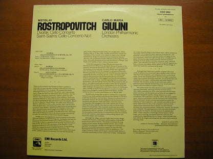 DVORAK: CELLO CONCERTO / SAINT-SAENS: CELLO CONCERTO No. 1      ROSTROPOVICH / LPO / GIULINI      ASD 3452
