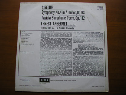 SXL 6095  SIBELIUS: SYMPHONY No. 4 / TAPIOLA        ANSERMET / SUISSE ROMANDE      ED1