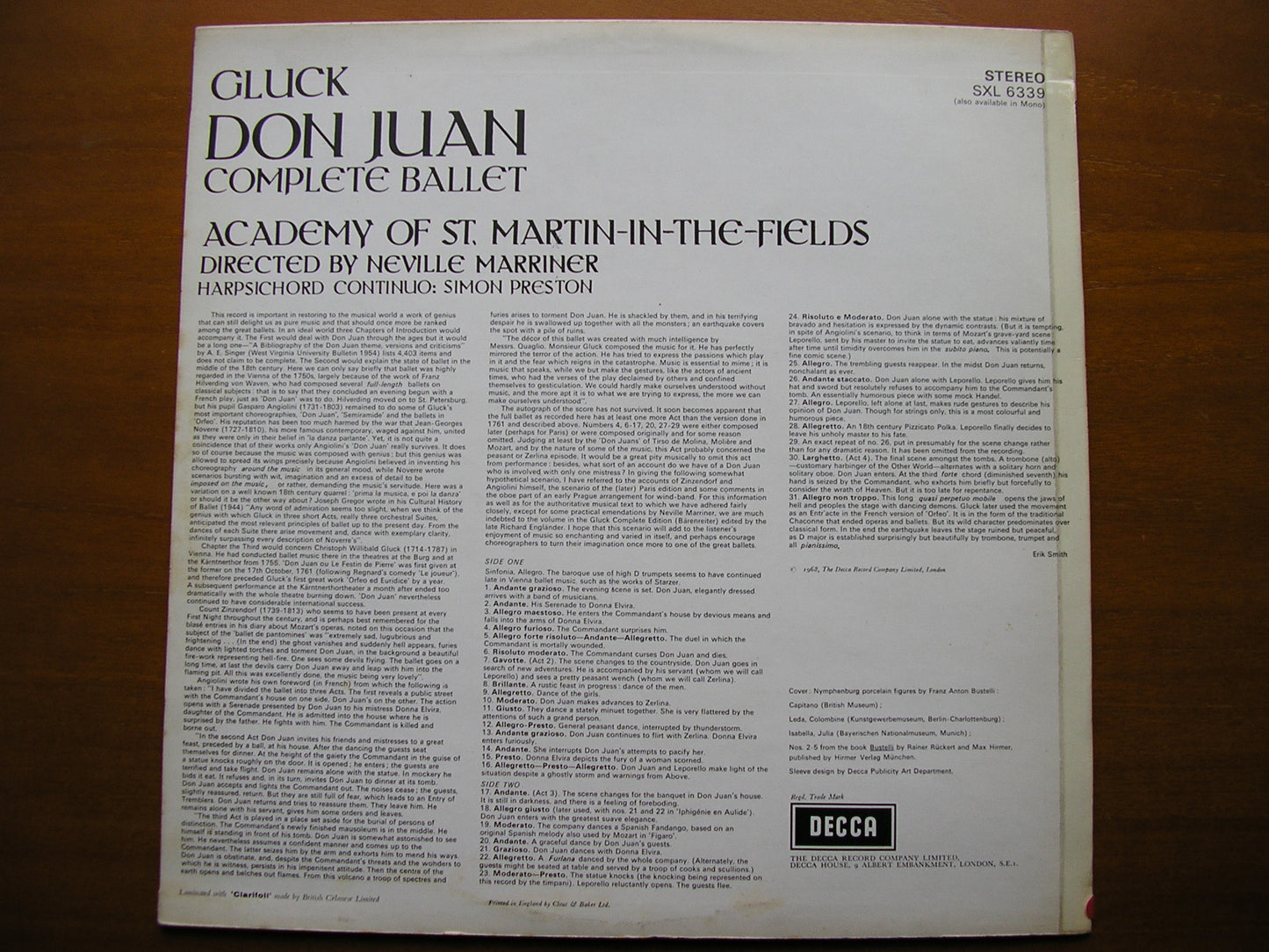SXL 6339  GLUCK: DON JUAN complete ballet (1761)     MARRINER / ACADEMY OF ST MARTIN IN THE FIELDS    ED3