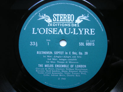 BEETHOVEN: SEPTET in E    THE MELOS ENSEMBLE    SOL 60015
