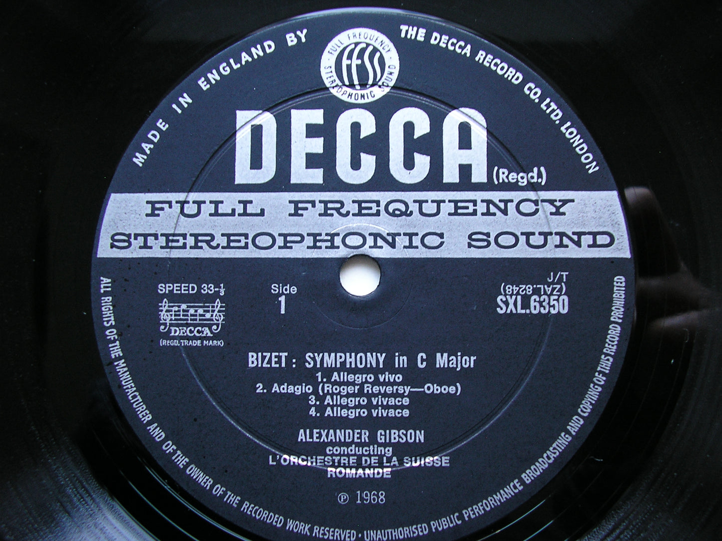 SXL 6350  BIZET: SYMPHONY in C / L'ARLESIENNE Suites Nos. 1 & 2      GIBSON / SUISSE ROMANDE   ED2